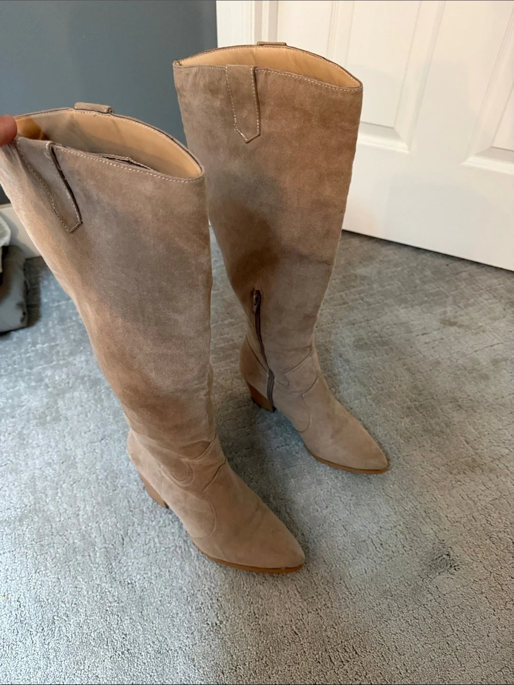 Women's Taupe Suede Knee-High Boots